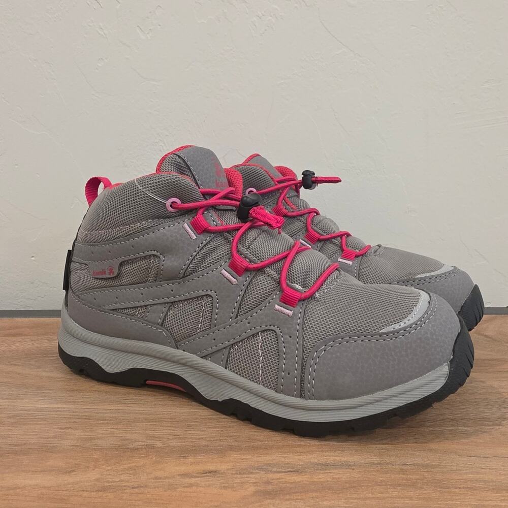 Kamik Trek Boots Kids Waterproof Hiking Shoes Youth 4 Gray Pink Trail Sneakers